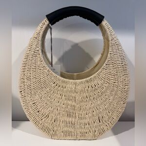 A New Day Straw Oval Top Handle Bag NWT